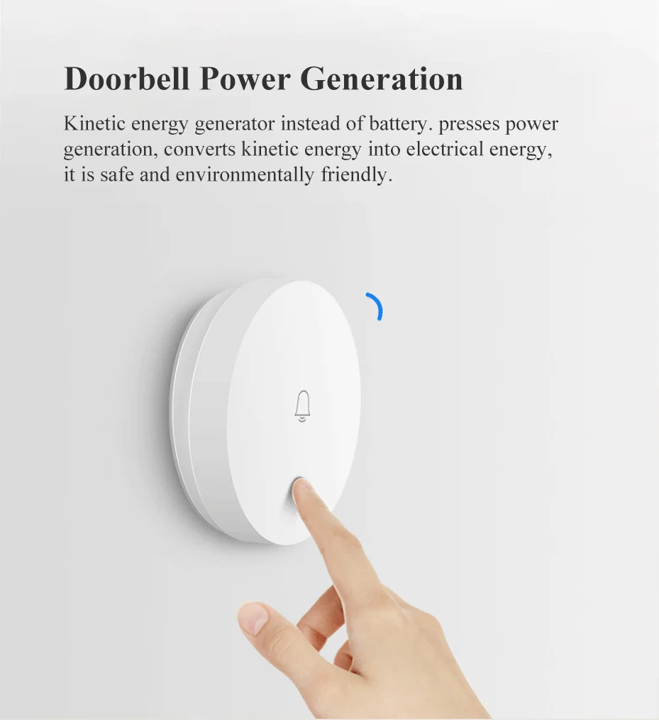 Xiaomi Mijia Linptech wifi самогенерирующийся беспроводной дверной звонок работает с приложением Mijia умное управление функцией памяти AC 110-240V