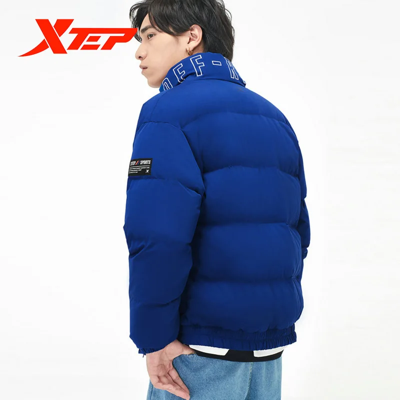 Xtep Men's Fashion Down Jacket Winter New Stand Collar Solid Color Warm Overcoat Male Casual Thick Parkas Coats 881429199222 | Спорт и