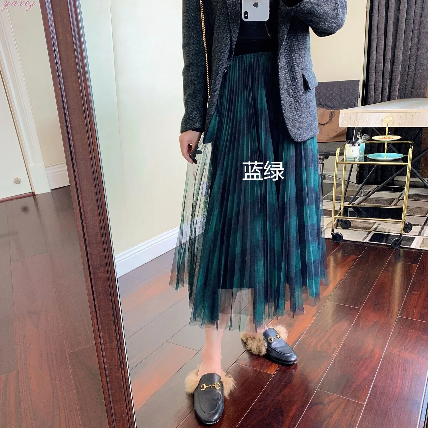 

British Plaid Mesh Long Skirt Women Skirt A Line High Waist Pleated Maxi Tulle Skirt Female Ladies Skirts Womens Tutu clothes