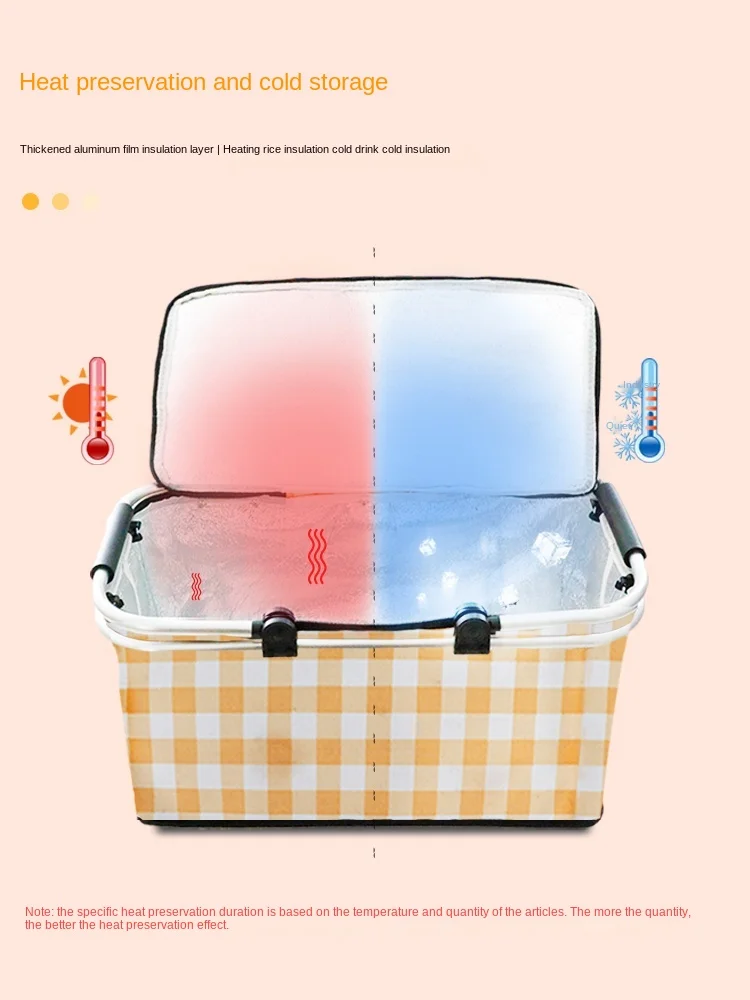 

Insulator Basket Outdoor Picnic Basket Ins Mat Folding Vegetable Basket Outing Picnic Supplies Full Set Net Red Basket Basket