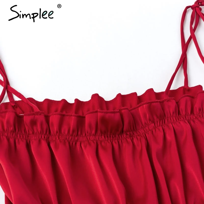 Женская красная майка Simplee привлекательный топ сплошного цвета на бретельках с