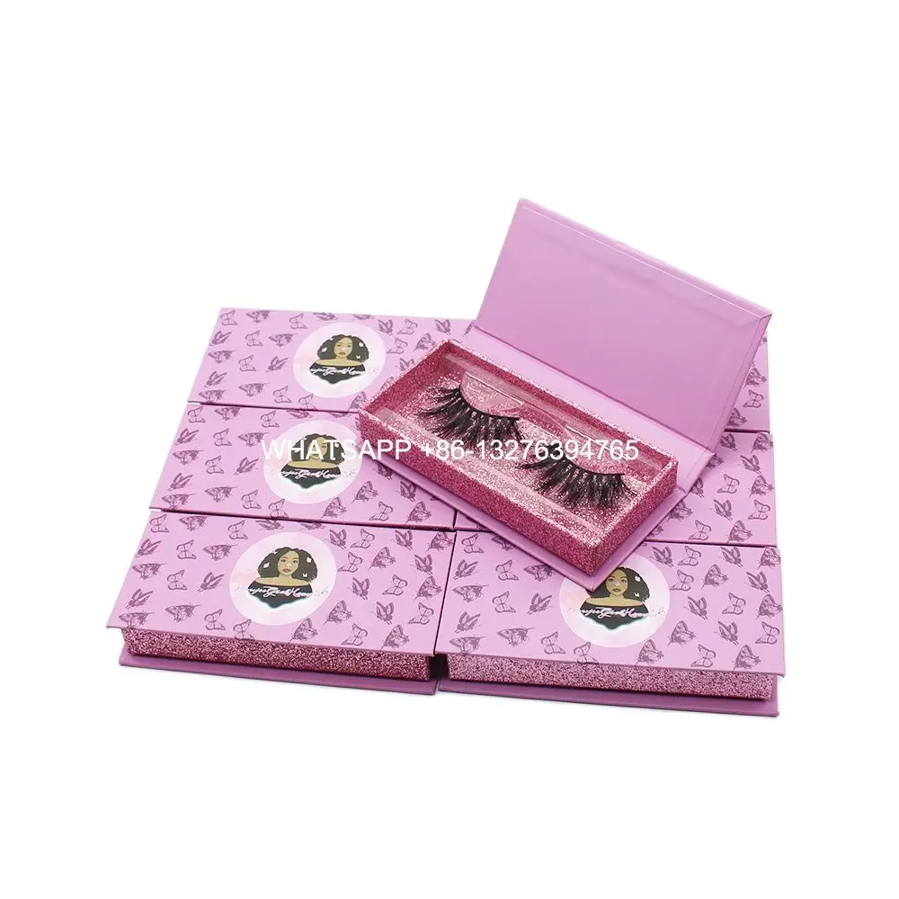 

Butterflies Lashes Box With Tray Custom Mink Eyelash Case With Your Photo High Quality Mink Hair Eyelash Vendor Pink Lashes Case