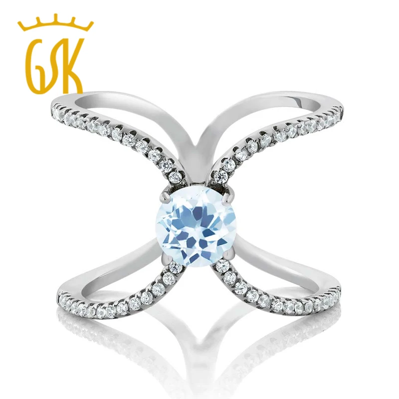 1 77 Ct круглый голубой топаз кольцо из стерлингового серебра 925|ring ring|ring 925ring round |