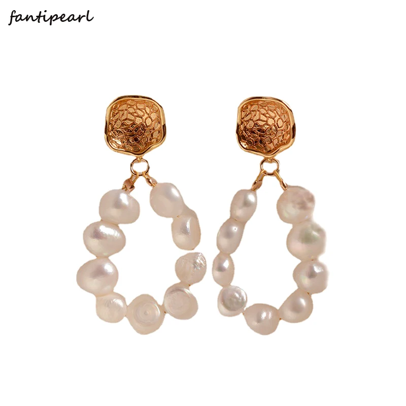 

2021 summer s925 European and American retro palace style natural special-shaped baroque pearl earrings earrings female