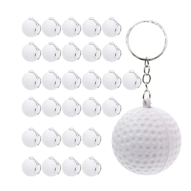 

Top!-White PU Golf Ball Keychain Bulk Set (1.57 Inches, 30 Pack),Golf Accessories