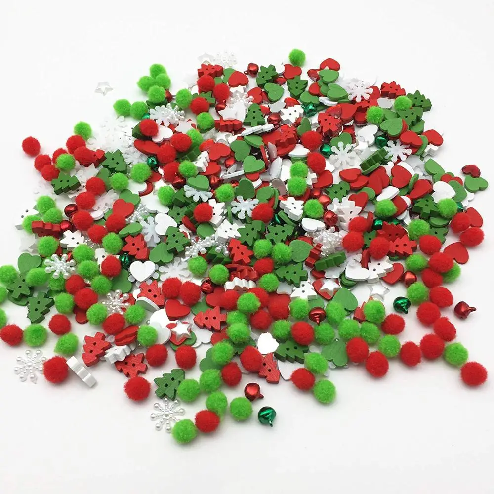 300 шт. Рождественская сумка с помпонами деревянные пуговицы для рождественской