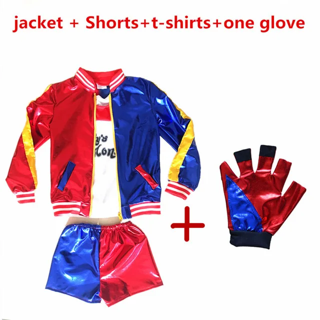 Детские костюмы для косплея Харли самоубийц куртка с монстром брюки Квинн