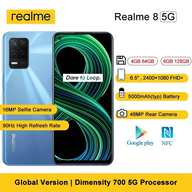 

Смартфон realme 8, 700 дюйма, 90 Гц, 5000 мАч, тройная камера 48 МП, 4 + 64 ГБ