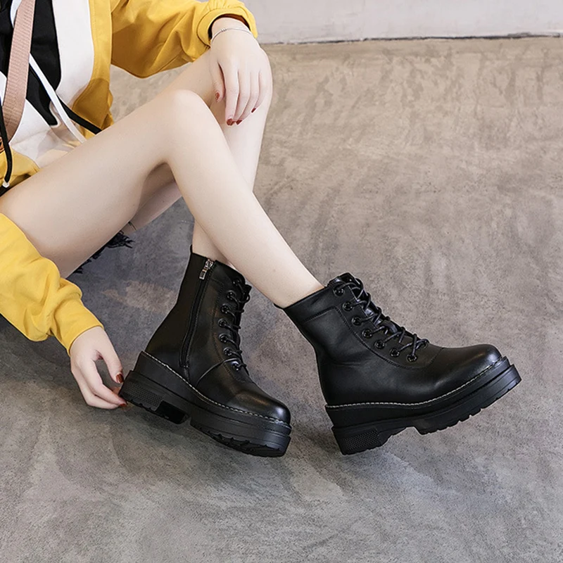 Зимние женские сапоги до середины икры из натуральной кожи Женские на высоком