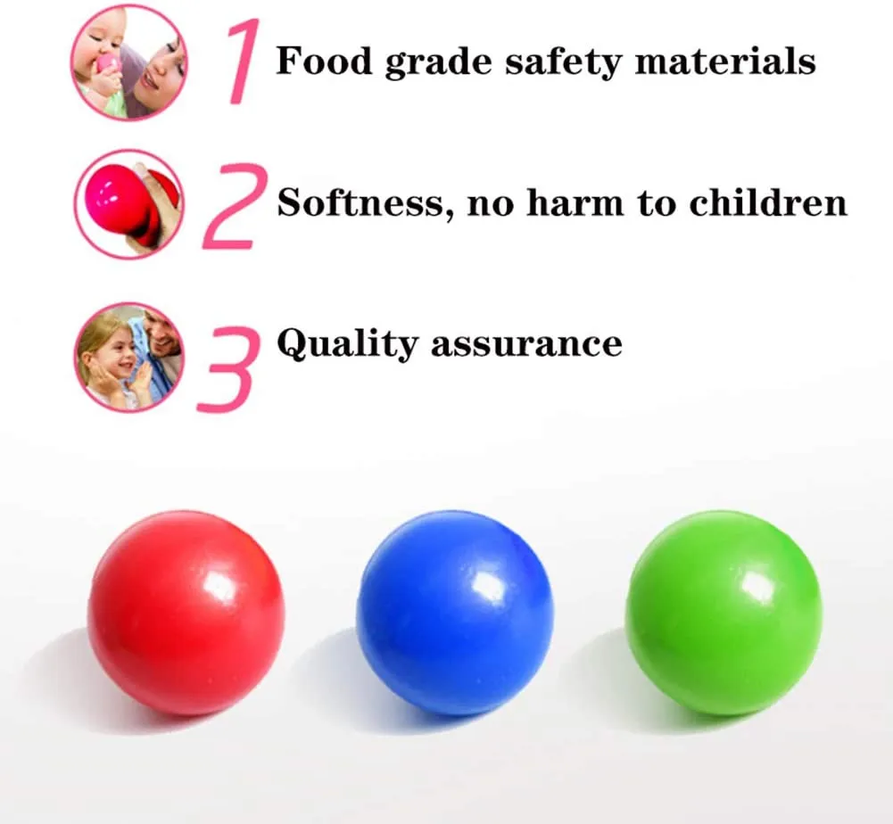 

4PCs Squeeze Toys Luminous Sticky Wall Balls Stress Reliever Toy Decompression Squishy 4 Color Fidget Adult Kids Gift