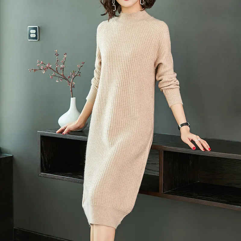 Женское Повседневное платье-водолазка с длинным рукавом на осень и зиму | Женская
