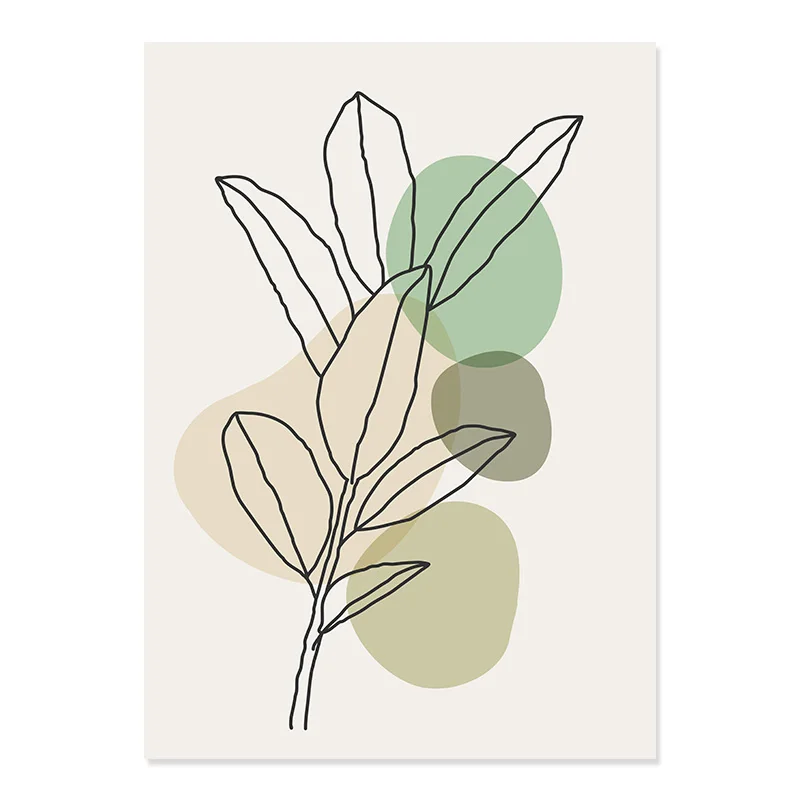 Абстрактные листья геометрические зеленые скандинавские постеры Картина на