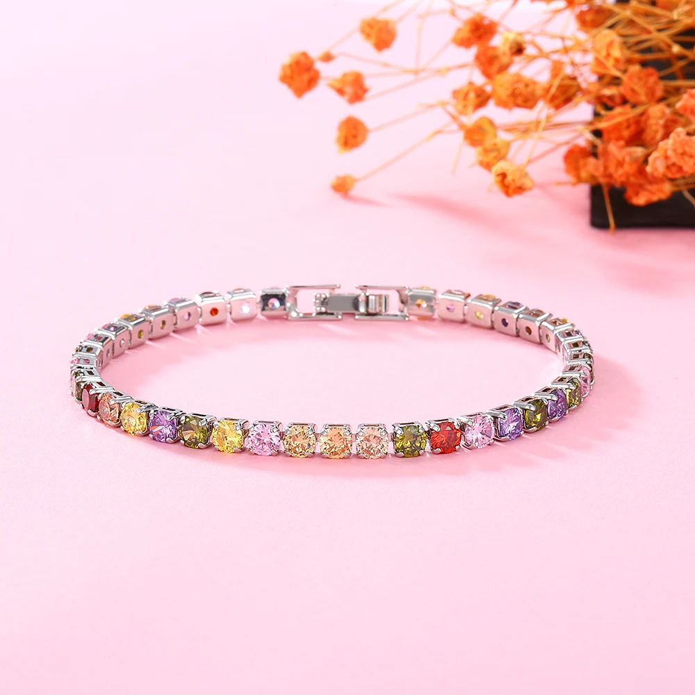 Роскошные теннисные браслеты Beauty с фианитами свадебный браслет со сверкающей