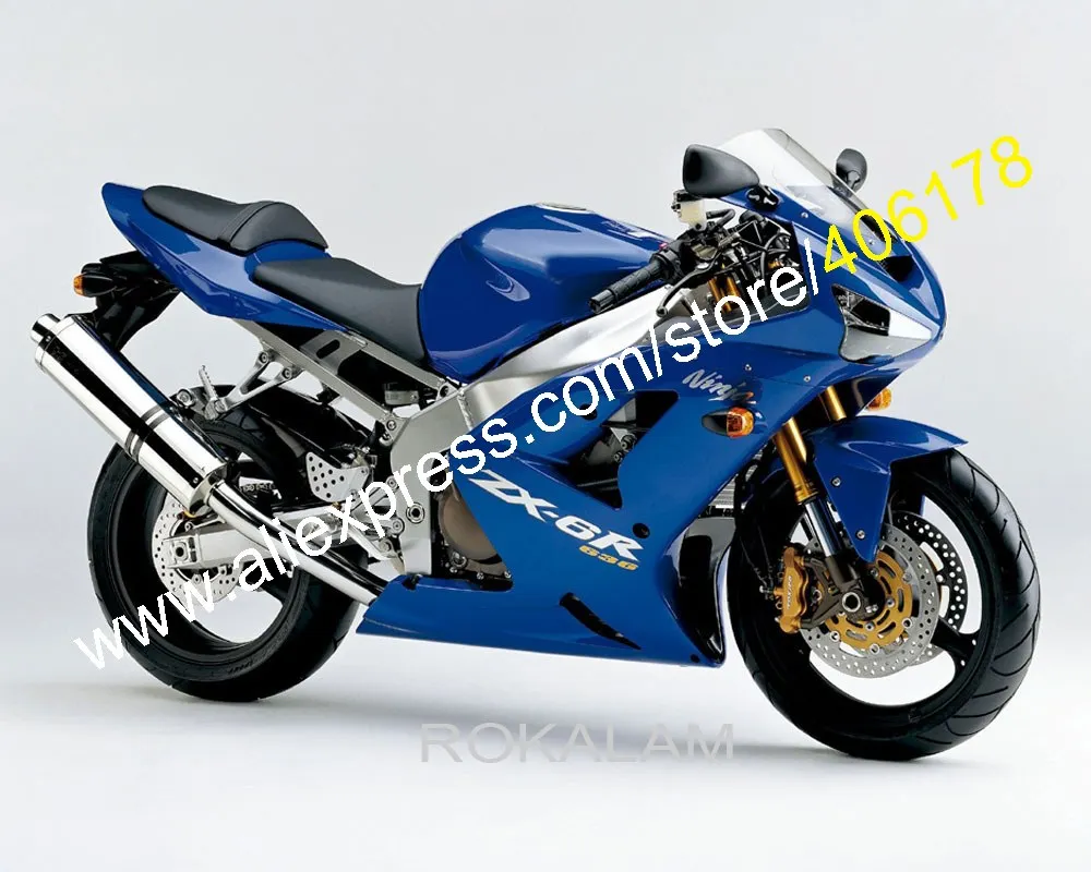 

All Blue ZX6R Fairings Kit For Kawasaki Ninja ZX-6R 03 04 ZX6R 636 2003 2004 Body Kit Motobike Parts (Injection Molding)