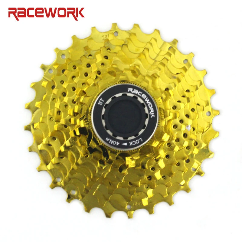 Велосипедная кассета RACEWORK 11 скоростей 28 Т Золотая для дорожного велосипеда