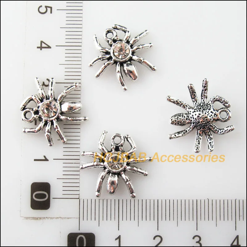 20 шт. Тибетский серебристый цвет прозрачного хрусталя животных Паук Подвески