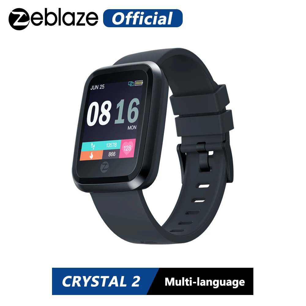 Zeblaze Кристалл 2 умные часы IP67 Водонепроницаемый Носимых устройств монитор сердечного ритма Цвет Дисплей Смарт часы для Android IOS
