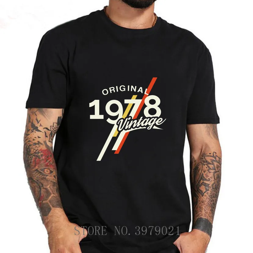 Винтажные 1978 Классическая футболка для мужчин с коротким рукавом удобные