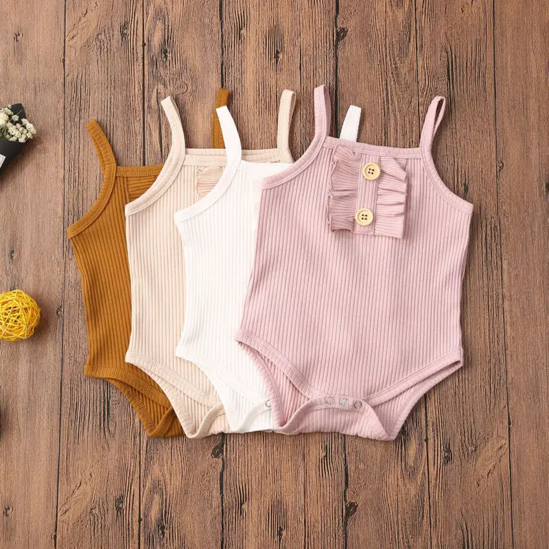 Pudcoco-ropa de punto para ni&ntilde;a reci&eacute;n nacida, Pelele con tirantes de Color s&oacute;lido, traje de una pieza, traje de algod&oacute;n, ropa de verano-0