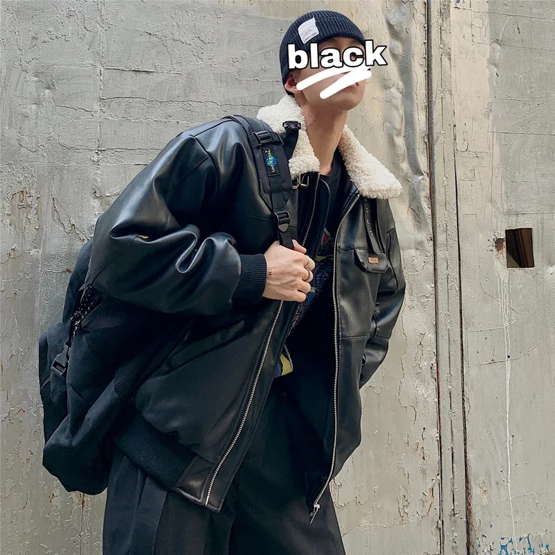 Liketkit зимняя мужская куртка 2019 корейские черные ПУ пальто короткие из овечьей