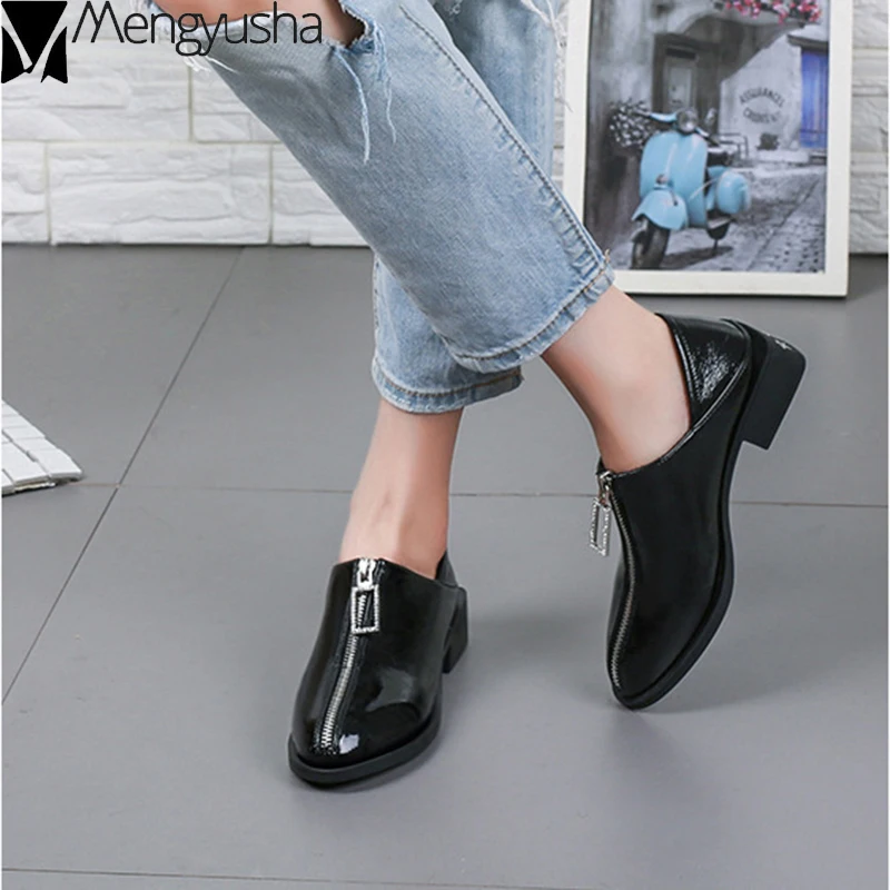 Обувь из мягкой кожи в стиле ретро брендовые черные туфли на плоской подошве с