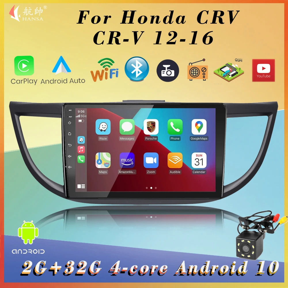 

Автомагнитола 2DIN, Android 10, без DVD, мультимедийный стерео-проигрыватель с Carplay, авто, Wi-Fi, BT, GPS для Honda CRV CR-V 2012-2016