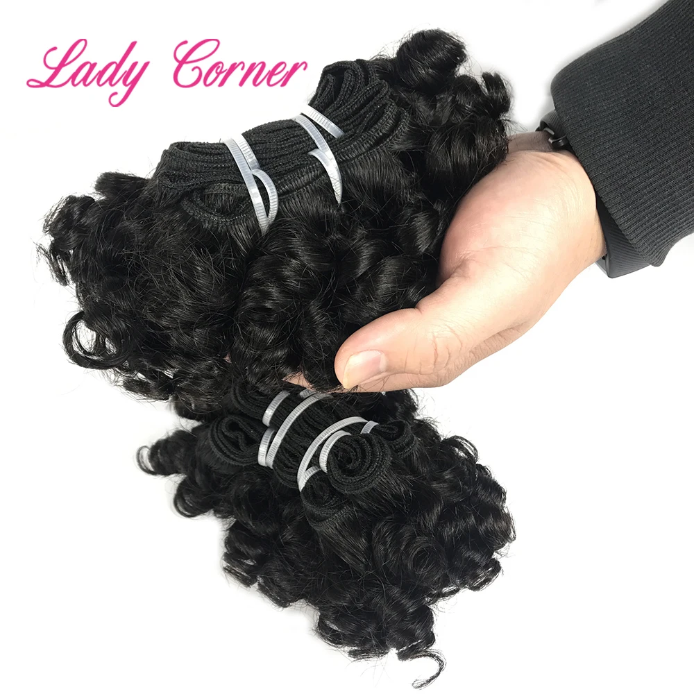 

Lady Corner Bouncy Curly Bundles 6inch Malaysian Remy Human Hair Double Drawn Weft Short Cut Curly Human Hair Extensions