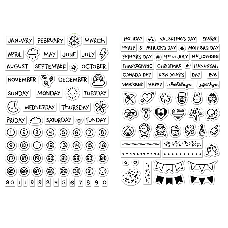 

Month Plan/Weather Transparent Clear Silicone Stamps DIY Cards Paper Crafts Scrapbooking Photo Album International Holiday Decor
