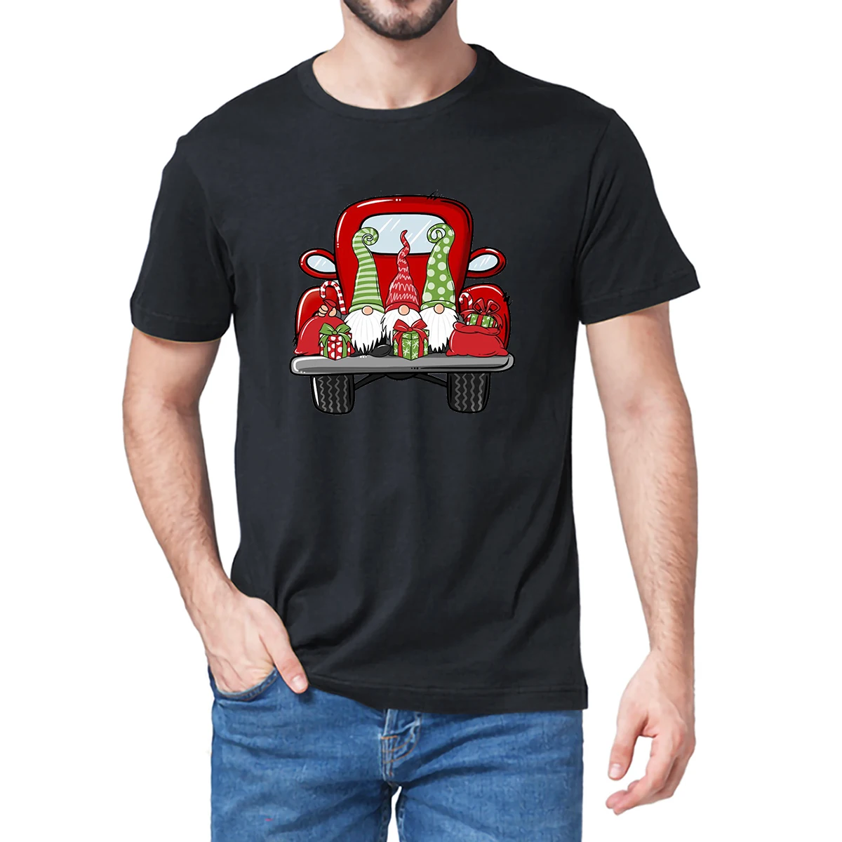 

Unisex 100% Cotton Truck Gnomes Gifts Merry Christmas Xmas Men's Novelty T-Shirt Women Casual Harajuku Top Tee EU Size Oversized