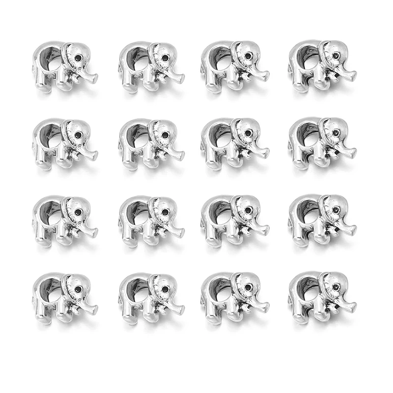 

10pcs Alloy Elephant Shape Big Hole Beads Loose Sapce Beads For Needlework Jewelry Making Bracelet Necklace DIY Accessories