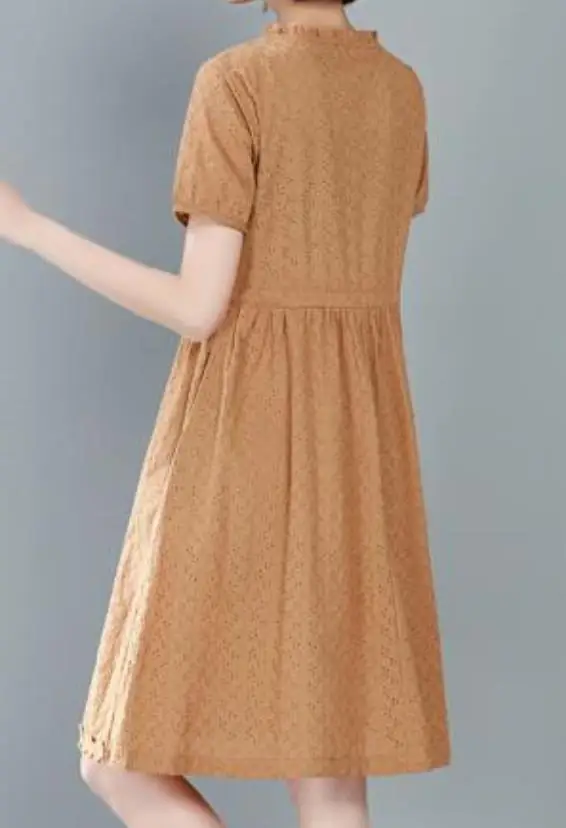 

Cotton dress mid-length waist jacquard skirt