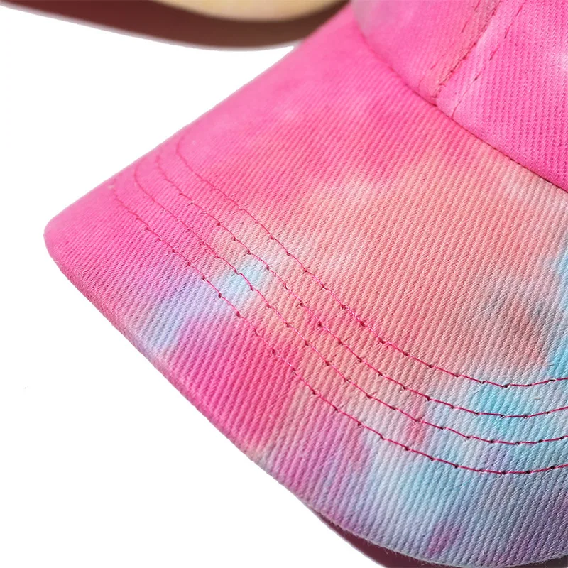 Tie Dye Criss Cross Ponytail Baseball Cap Hat Women Cotton Mesh Snapback Hip Hop Hats Fashion Adjustable Tennis Golf Caps