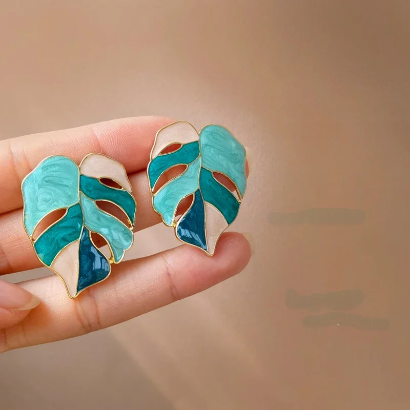 S925 современные ювелирные изделия серьги с крупными листьями 2021 новые трендовые