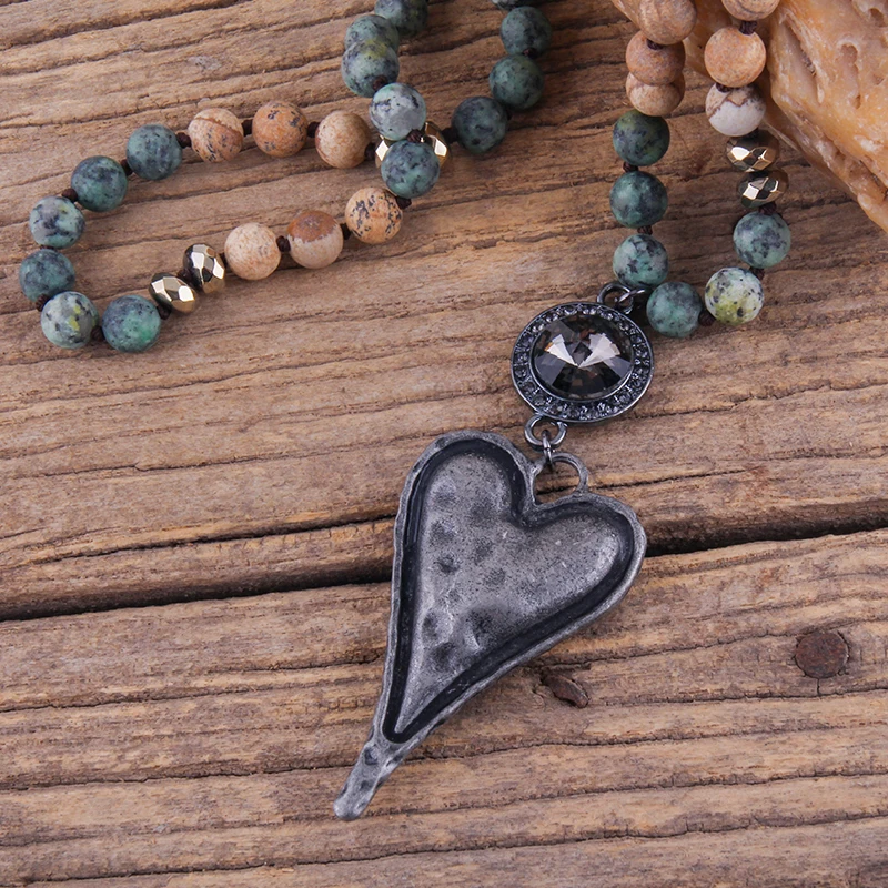 MOODPC модные богемные этнические ювелирные изделия каменная длинная цепь с узлом