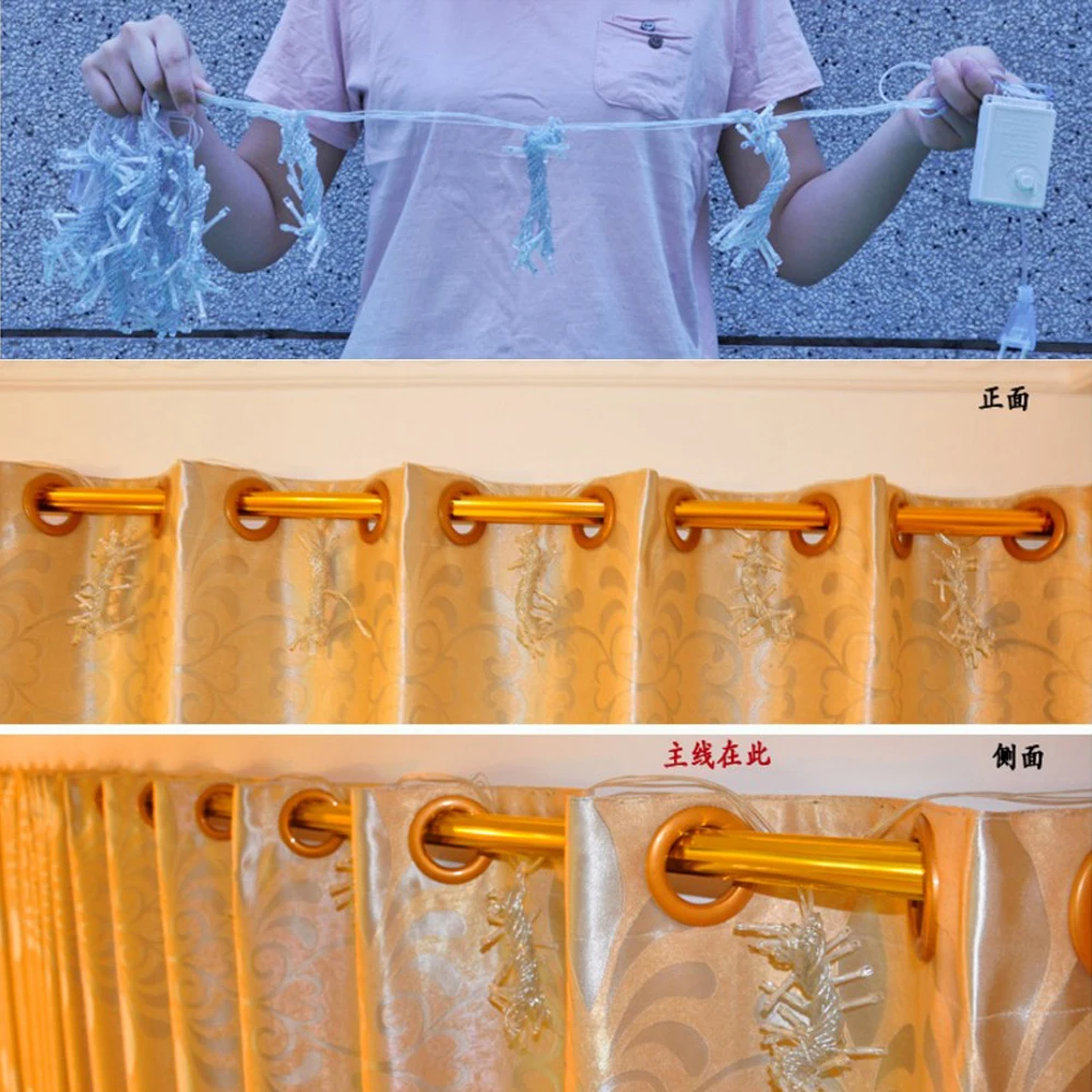 

LED Curtain Lights Lanterns Flashing Lights String Lights Christmas Sky Star Lights 2/3/6 Meters Outdoor Waterproof and Antifree