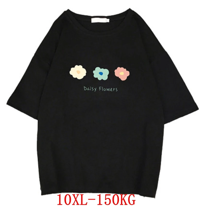 

Футболка женская с круглым вырезом, свободная рубашка с коротким рукавом, черный белый красный топ, большие размеры 7XL 8XL 9XL 10XL, на лето