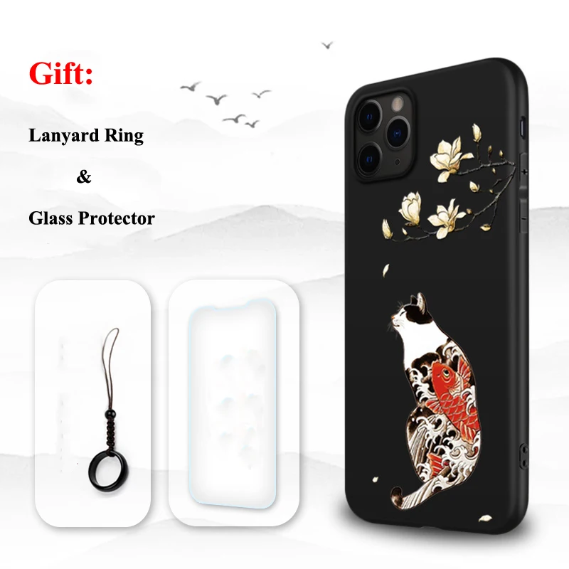 Cat Для iPhone 11 Pro Max XR XS 10S Max X 8 7 Plus чехол 3D рельефная Матовая Мягкая задняя крышка LICOERS Официальный чехол для iPhone 11Pro чехол - Цвет: Cat