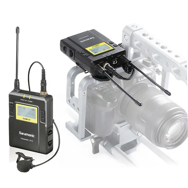 구매 Saramonic UwMic9 방송 인터뷰 UHF 무선 라 발리에 마이크 시스템 용 카메라 무선 마이크