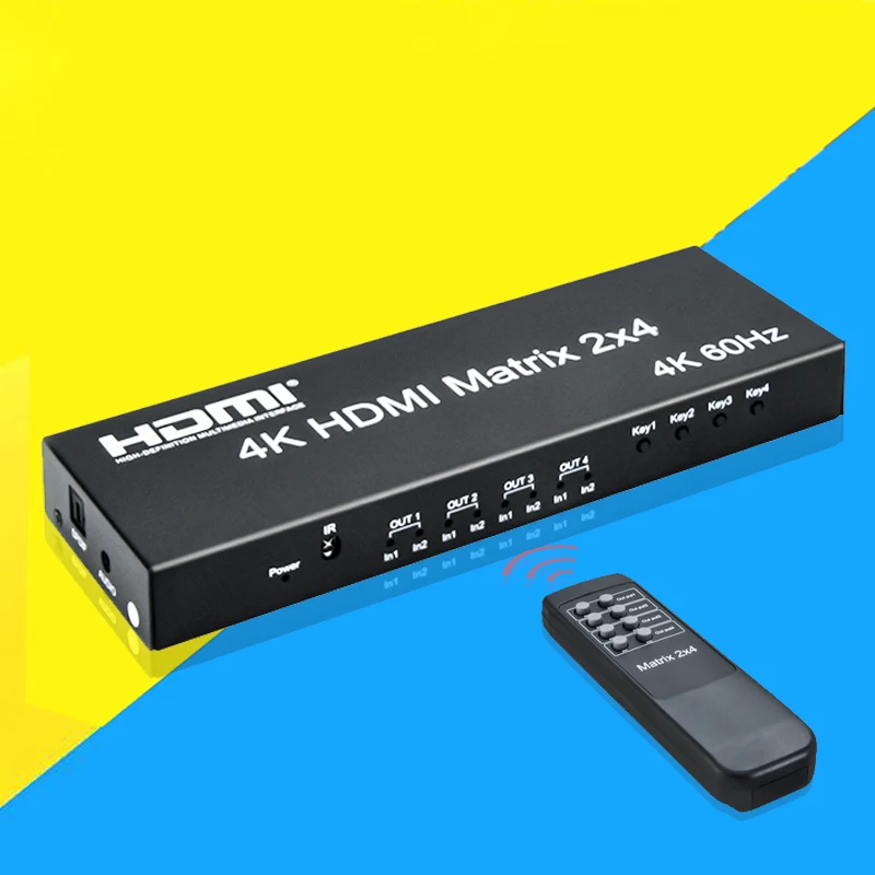 4K 60 Гц HDMI матрица 2x4 2 в 4 Выход разделитель переключатель аудио экстрактор 0 4x2 1080p