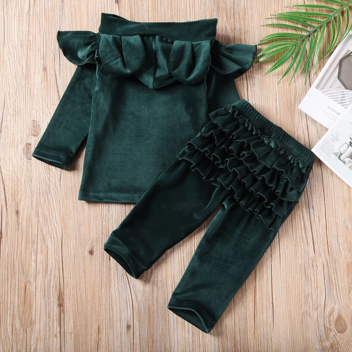 Спортивный костюм для девочек 2-6 лет однотонный топ с капюшоном и длинными