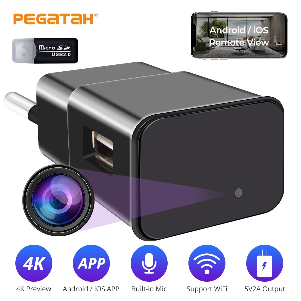 1080P Мини wifi камера вилка USB зарядное устройство видеокамера видеорегистратор