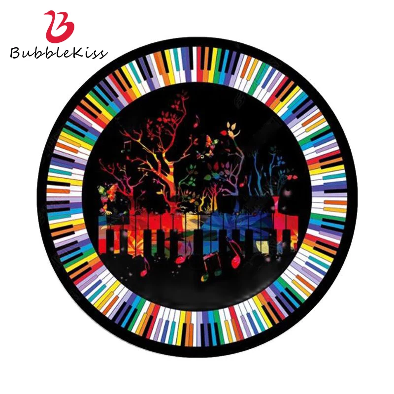 

Bubble Kiss Round Carpets For Living Room Cool Colorful Music Piano Keys Area Rugs Modern Home Decor Boys Kids Bedroom Floor Mat