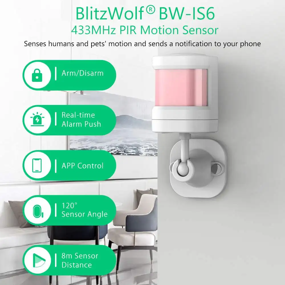 BlitzWolf BW IS6 433 МГц умный дом сигнализация беспроводной рычаг для снятия с руки в