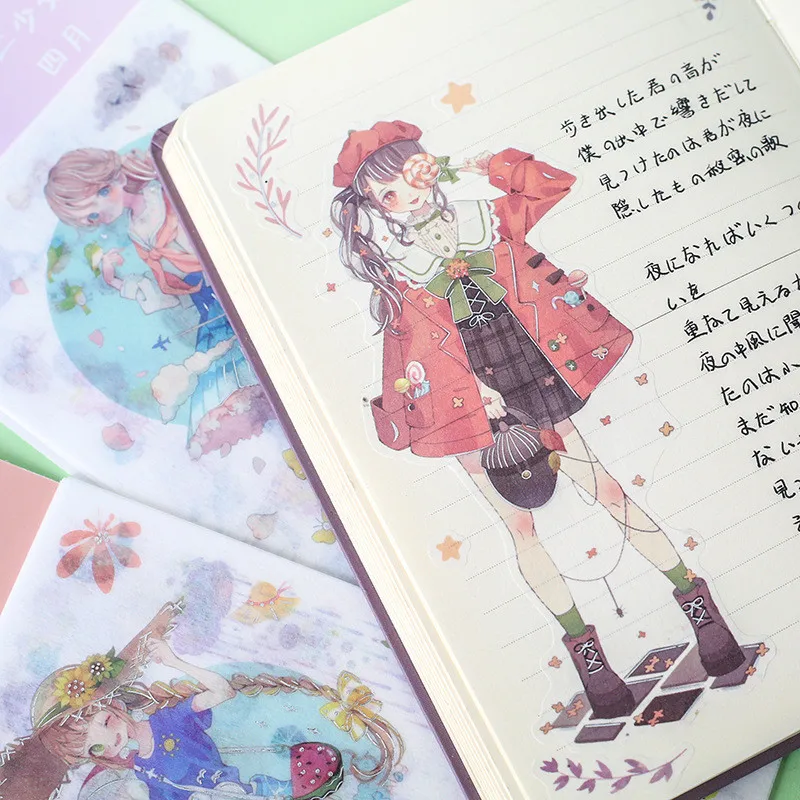 6 листов наклейки Kpop упаковка милый мультфильм аниме для девочек креативное