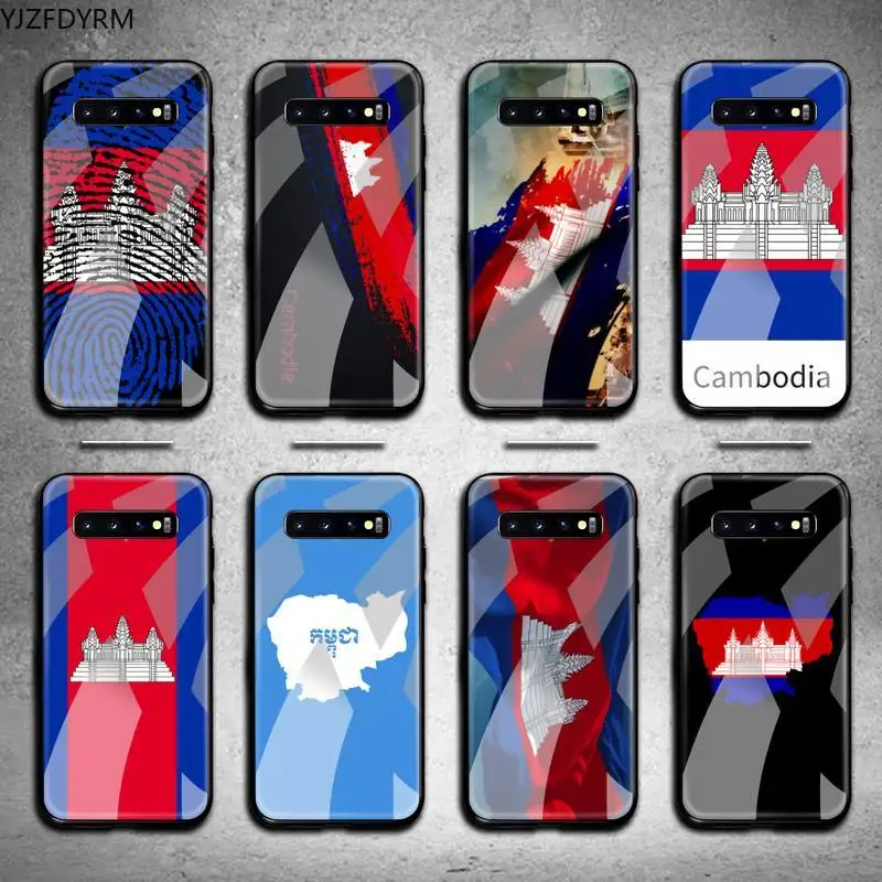 

Cambodia flag Phone Case Tempered Glass For Samsung S20 Plus S7 S8 S9 S10 Note 8 9 10 Plus