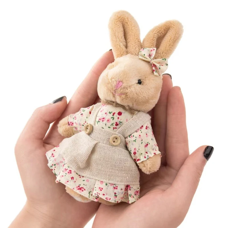Cute Plush Fur Pompom Linen Teddy Rabbit Doll Keychain Women Bear Toy Keyring Women Bag Car Holder Wedding Party Couple Gift