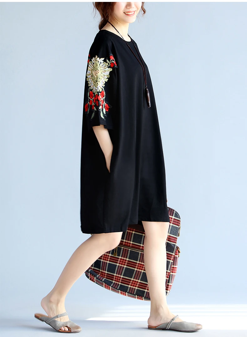 Женский топ с вышитыми бусинами и цветами Повседневная Свободная футболка