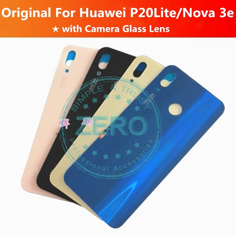 Оригинальная задняя крышка батарейного отсека для Huawei P20 Lite / Nova 3e + стеклянный