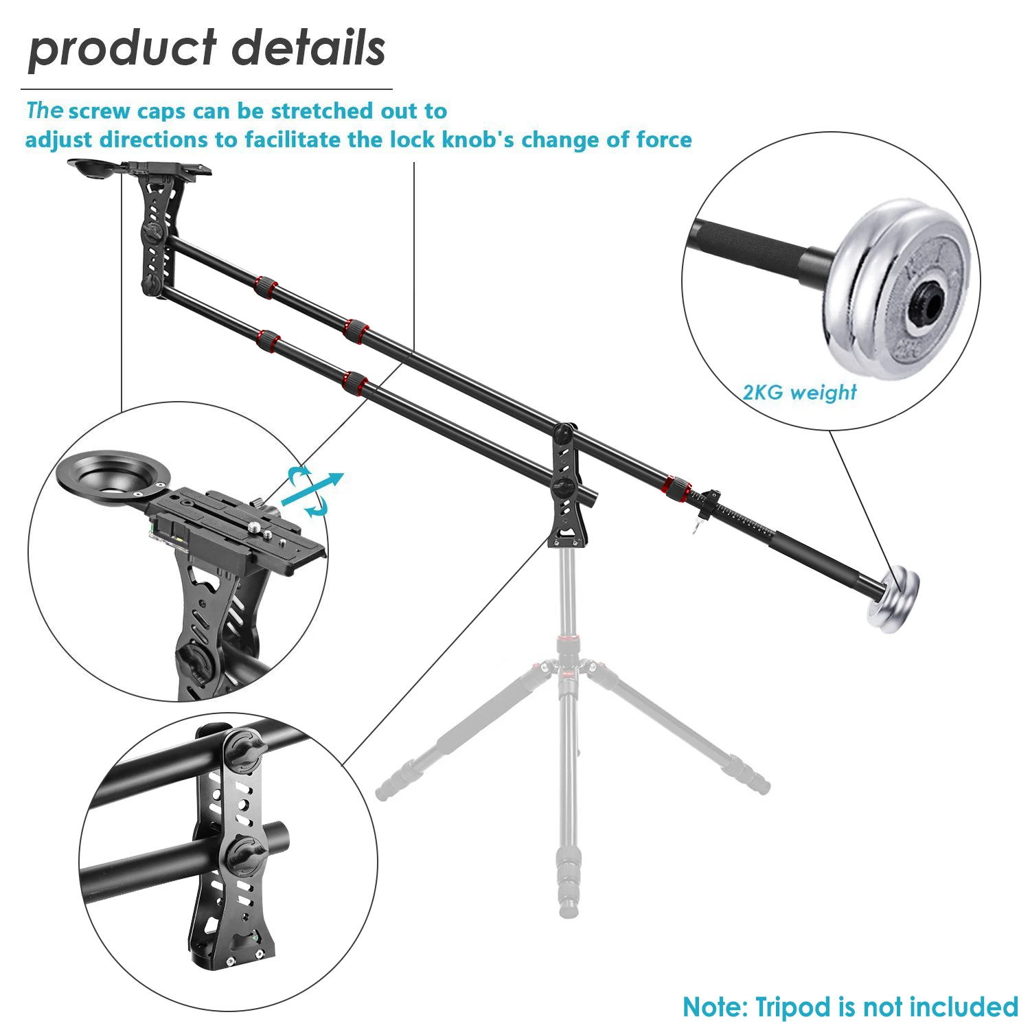 Neewer 70 дюймов/177 сантиметров алюминиевый сплав стрела крана камеры 1/4 и 3/8 дюйма