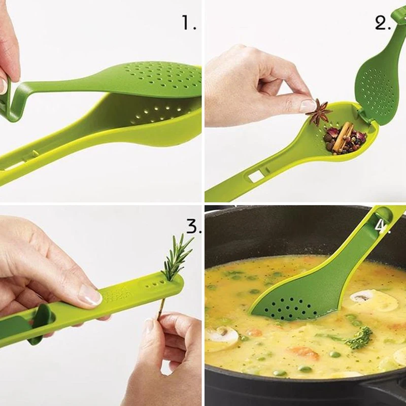 

Spice Packet Filter Spoon Long Handle Soup Spoon Multi-purpose Condiment Boiled Soup Tool Cooking Spoon Kitchen Accessories